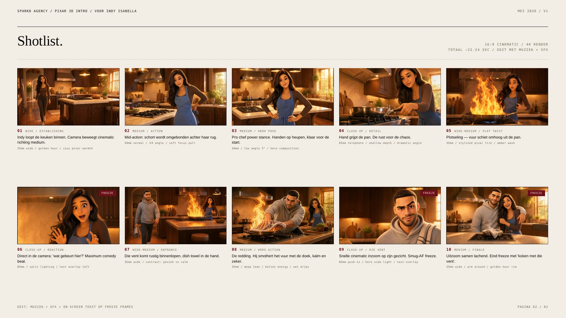 Storyboard pagina 2: shotlist